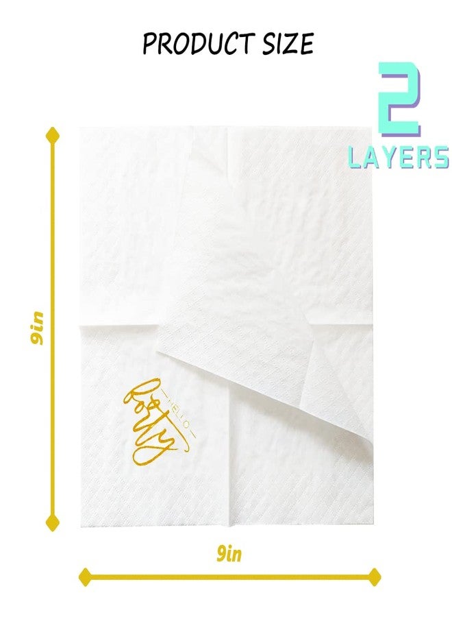 Geloar Hello Forty Happy Birthday Cocktail Napkins, 100 Pack Gold Hello 40 Happy Birthday Paper Cocktail Beverage Napkins in Bulk for His Her Forty 40th Birthday | 2-Ply, 5x5 Inches (Hello 40 Napkins) - Image 3
